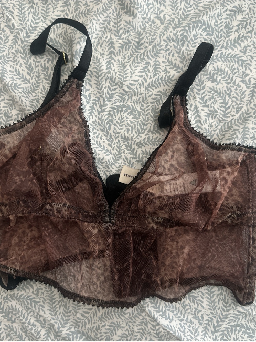 Etica Sheer Brown Animal-Print Bralette - Women Intimates